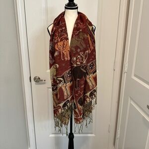 Elephant 100% Pashmina Tapestry Scarf‎ Shawl Wrap Bohemian Festival Blanket